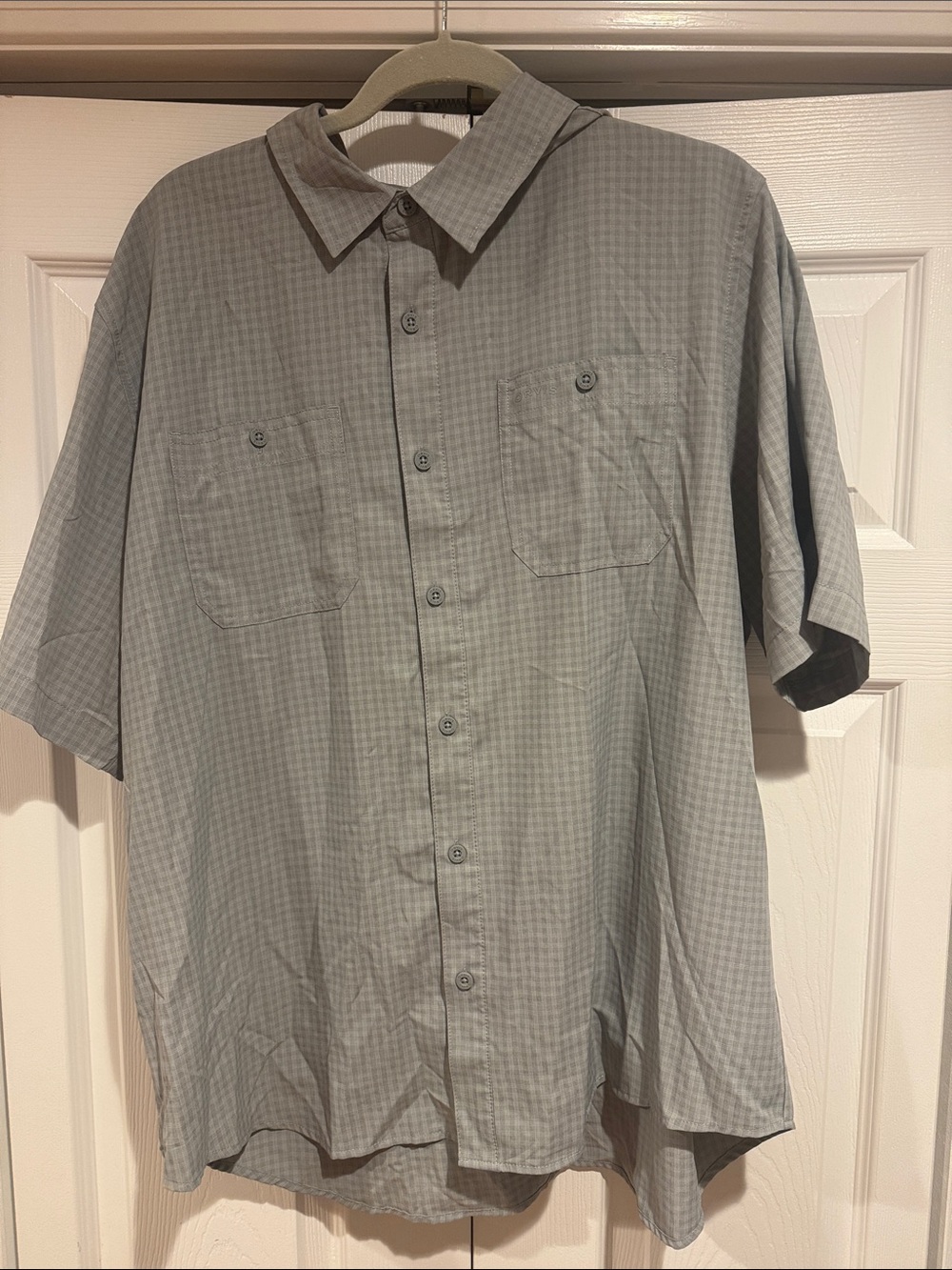 Orvis Light Gray Checked Short-Sleeve Button-Down Shirt